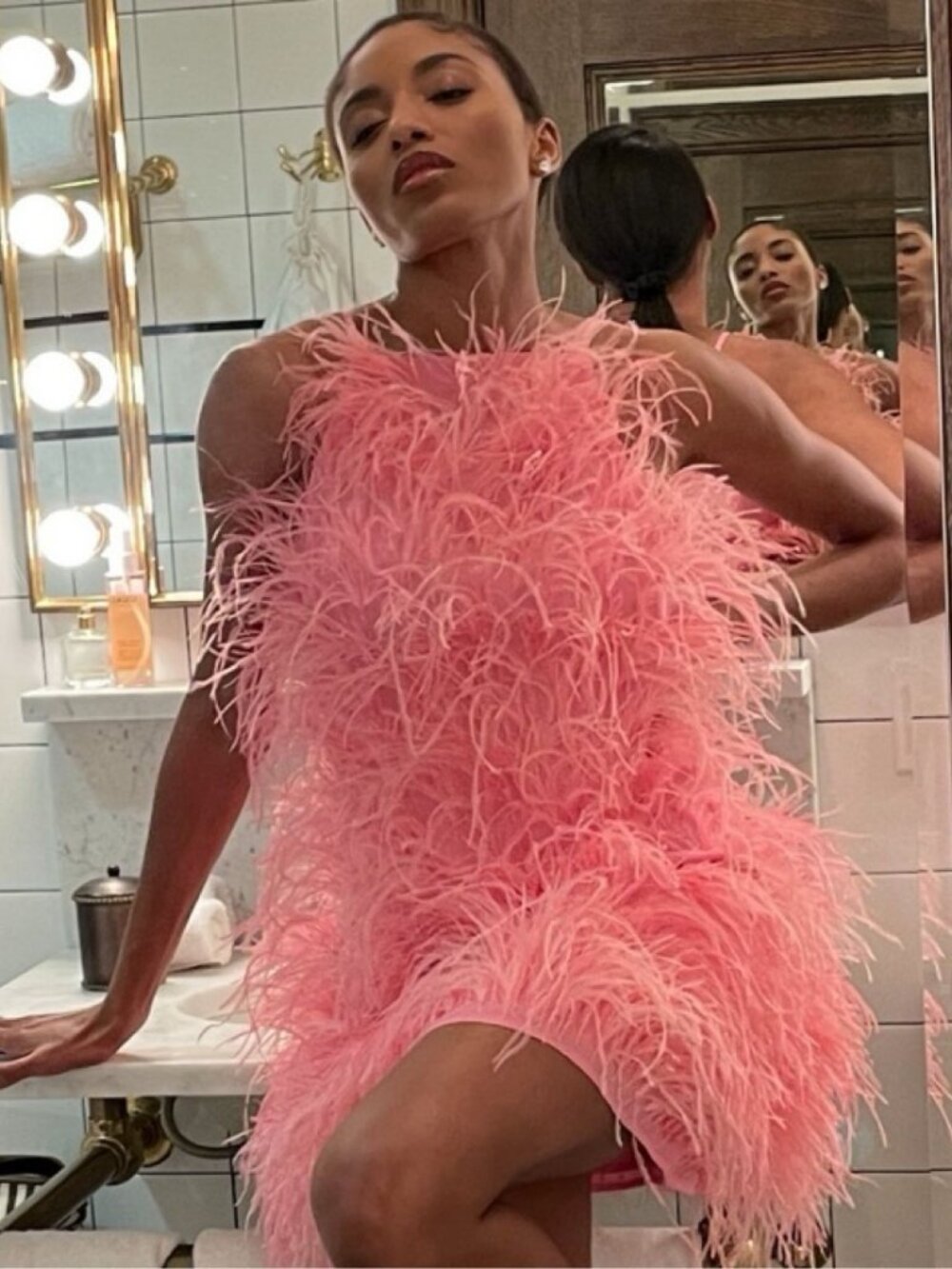 Cult Gaia Pink Feather Mini Dress Size S - Picture 2 of 2